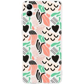 Printify Samsung Galaxy A04 İle Uyumlu 1mm Kapak Memphis Desen Tasarımlı Şeffaf Silikon Cep Telefonu Kılıfı