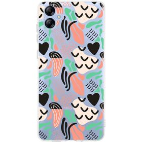 Printify Samsung Galaxy A04 İle Uyumlu 1mm Kapak Memphis Desen Tasarımlı Şeffaf Silikon Cep Telefonu Kılıfı