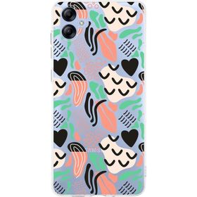 Printify Samsung Galaxy A04 İle Uyumlu 1mm Kapak Memphis Desen Tasarımlı Şeffaf Silikon Cep Telefonu Kılıfı