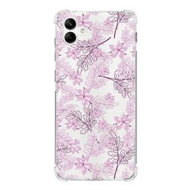 Printify Samsung Galaxy A04 Köşe Korumalı Antişok Kapak Floral Pudra Tasarımlı Şeffaf Kılıf