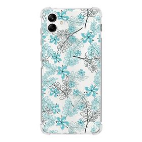 Printify Samsung Galaxy A04 Köşe Korumalı Antişok Kapak Floral Su Yeşili Tasarımlı Şeffaf Kılıf