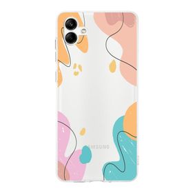 Printify Samsung Galaxy A04 Uyumlu Kamera Korumalı Kapak Karışık Renkler Tasarımlı Şeffaf Kılıf