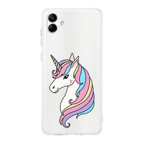 Printify Samsung Galaxy A04 Uyumlu Kamera Korumalı Kapak Unicorn Tasarımlı Şeffaf Kılıf
