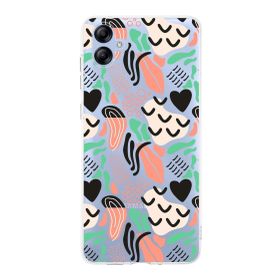 Printify Samsung Galaxy A04e İle Uyumlu 1mm Kapak Memphis Desen Tasarımlı Şeffaf Silikon Cep Telefonu Kılıfı