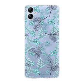 Printify Samsung Galaxy A04E Kamera Korumalı Kapak Floral Su Yeşili Tasarımlı Şeffaf Kılıf