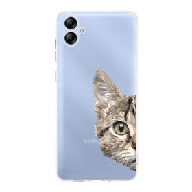 Printify Samsung Galaxy A04e Uyumlu Kamera Korumalı Kapak Catface Tasarımlı Şeffaf Kılıf