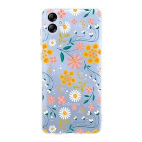 Printify Samsung Galaxy A04E Uyumlu Kamera Korumalı Kapak Çiçek Tasarımlı Şeffaf Kılıf