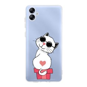 Printify Samsung Galaxy A04e Uyumlu Kamera Korumalı Kapak Coolcat Tasarımlı Şeffaf Kılıf