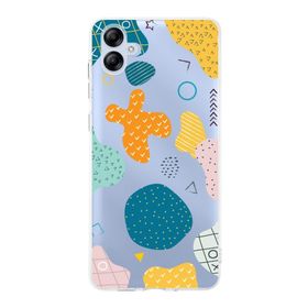 Printify Samsung Galaxy A04e Uyumlu Kamera Korumalı Kapak Geometrik Şekiller Tasarımlı Şeffaf Kılıf