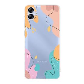 Printify Samsung Galaxy A04E Uyumlu Kamera Korumalı Kapak Karışık Renkler Tasarımlı Şeffaf Kılıf