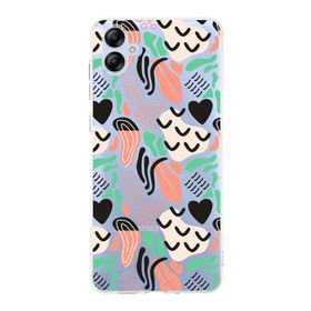 Printify Samsung Galaxy A04e Uyumlu Kamera Korumalı Kapak Memphis Desen A Tasarımlı Şeffaf Kılıf