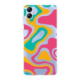 Printify Samsung Galaxy A04e Uyumlu Kamera Korumalı Kapak Renkli Desen B Tasarımlı Şeffaf Kılıf