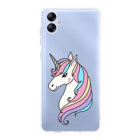 Printify Samsung Galaxy A04e Uyumlu Kamera Korumalı Kapak Unicorn Tasarımlı Şeffaf Kılıf