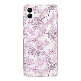 Printify Samsung Galaxy A04E Uyumlu Köşe Korumalı Antişok Kapak Floral Pudra Tasarımlı Şeffaf Kılıf