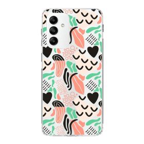 Printify Samsung Galaxy A04s İle Uyumlu 1mm Kapak Memphis Desen Tasarımlı Şeffaf Silikon Cep Telefonu Kılıfı