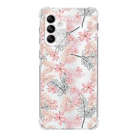 Printify Samsung Galaxy A04S Köşe Korumalı Antişok Kapak Floral Kırmızı Tasarımlı Şeffaf Kılıf