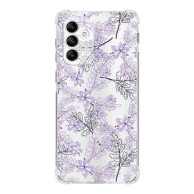 Printify Samsung Galaxy A04S Köşe Korumalı Antişok Kapak Floral Lila Tasarımlı Şeffaf Kılıf