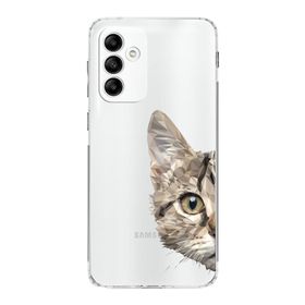 Printify Samsung Galaxy A04s Uyumlu Kamera Korumalı Kapak Catface Tasarımlı Şeffaf Kılıf