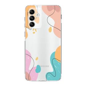 Printify Samsung Galaxy A04S Uyumlu Kamera Korumalı Kapak Karışık Renkler Tasarımlı Şeffaf Kılıf