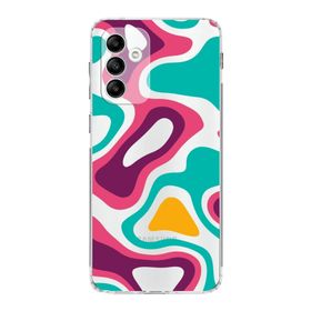 Printify Samsung Galaxy A04S Uyumlu Kamera Korumalı Kapak Renkli Desen A Tasarımlı Şeffaf Kılıf