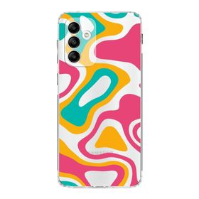 Printify Samsung Galaxy A04S Uyumlu Kamera Korumalı Kapak Renkli Desen B Tasarımlı Şeffaf Kılıf