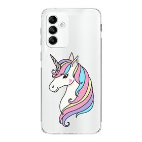 Printify Samsung Galaxy A04s Uyumlu Kamera Korumalı Kapak Unicorn Tasarımlı Şeffaf Kılıf