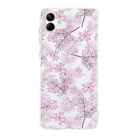 Printify Samsung Galaxy A05 Kamera Korumalı Kapak Floral Pudra Tasarımlı Şeffaf Kılıf