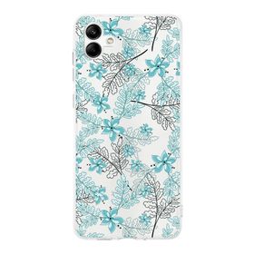 Printify Samsung Galaxy A05 Kamera Korumalı Kapak Floral Su Yeşili Tasarımlı Şeffaf Kılıf