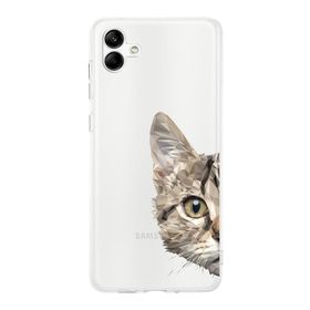 Printify Samsung Galaxy A05 Uyumlu Kamera Korumalı Kapak Catface Tasarımlı Şeffaf Kılıf