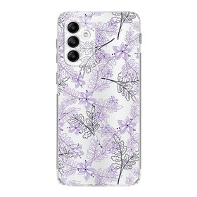 Printify Samsung Galaxy A05s Kamera Korumalı Kapak Floral Lila Tasarımlı Şeffaf Kılıf