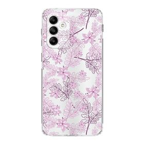 Printify Samsung Galaxy A05s Kamera Korumalı Kapak Floral Pudra Tasarımlı Şeffaf Kılıf