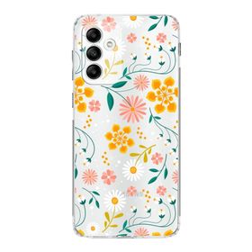 Printify Samsung Galaxy A05s Uyumlu Kamera Korumalı Kapak Çiçek Tasarımlı Şeffaf Kılıf