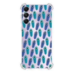 Printify Samsung Galaxy A05S Uyumlu Nazar Boncuğu 4 Baskılı Şeffaf Köşe Korumalı Antişok Kılıf