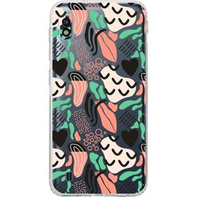 Printify Samsung Galaxy A10 Uyumlu Kamera Korumalı Kapak Memphis Desen Tasarımlı Şeffaf Cep Telefonu Kılıfı