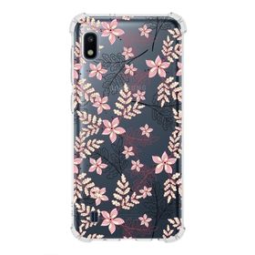 Printify Samsung Galaxy A10 Uyumlu Köşe Korumalı Antişok Kapak Floral Kırmızı Tasarımlı Şeffaf Kılıf