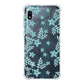 Printify Samsung Galaxy A10 Uyumlu Köşe Korumalı Antişok Kapak Floral Su Yeşili Tasarımlı Şeffaf Kılıf