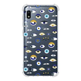 Printify Samsung Galaxy A10 Uyumlu Nazar Boncuğu 2 Baskılı Şeffaf Köşe Korumalı Antişok Kılıf