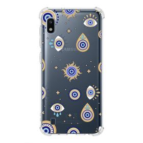 Printify Samsung Galaxy A10 Uyumlu Nazar Boncuğu 5 Baskılı Şeffaf Köşe Korumalı Antişok Kılıf