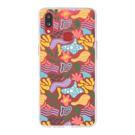 Printify Samsung Galaxy A10s İle Uyumlu 1mm Kapak Memphis Desen Tasarımlı Şeffaf Silikon Cep Telefonu Kılıfı