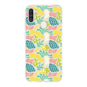 Printify Samsung Galaxy A10s İle Uyumlu 1mm Kapak Memphis Desen Tasarımlı Şeffaf Silikon Cep Telefonu Kılıfı