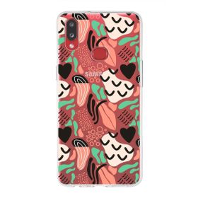 Printify Samsung Galaxy A10s İle Uyumlu 1mm Kapak Memphis Desen Tasarımlı Şeffaf Silikon Cep Telefonu Kılıfı