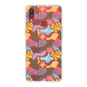 Printify Samsung Galaxy A10s İle Uyumlu 1mm Kapak Memphis Desen Tasarımlı Şeffaf Silikon Cep Telefonu Kılıfı