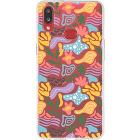 Printify Samsung Galaxy A10s İle Uyumlu 1mm Kapak Memphis Desen Tasarımlı Şeffaf Silikon Cep Telefonu Kılıfı