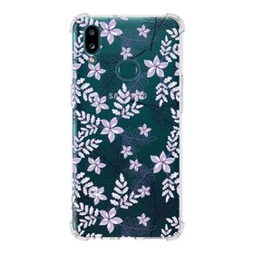 Printify Samsung Galaxy A10S Uyumlu Köşe Korumalı Antişok Kapak Floral Lila Tasarımlı Şeffaf Kılıf