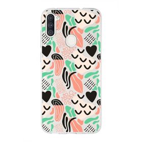 Printify Samsung Galaxy A11 İle Uyumlu 1mm Kapak Memphis Desen Tasarımlı Şeffaf Silikon Cep Telefonu Kılıfı