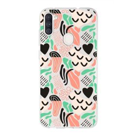 Printify Samsung Galaxy A11 İle Uyumlu 1mm Kapak Memphis Desen Tasarımlı Şeffaf Silikon Cep Telefonu Kılıfı