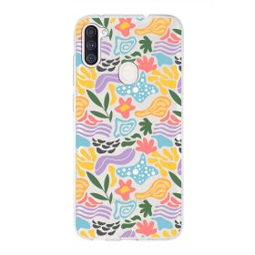 Printify Samsung Galaxy A11 İle Uyumlu 1mm Kapak Memphis Desen Tasarımlı Şeffaf Silikon Cep Telefonu Kılıfı