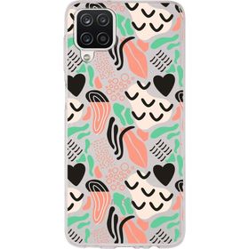 Printify Samsung Galaxy A11 İle Uyumlu 1mm Kapak Memphis Desen Tasarımlı Şeffaf Silikon Cep Telefonu Kılıfı