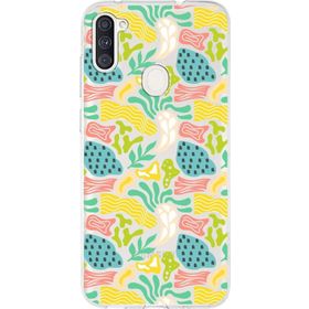 Printify Samsung Galaxy A11 İle Uyumlu 1mm Kapak Memphis Desen Tasarımlı Şeffaf Silikon Cep Telefonu Kılıfı