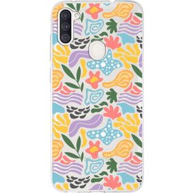 Printify Samsung Galaxy A11 İle Uyumlu 1mm Kapak Memphis Desen Tasarımlı Şeffaf Silikon Cep Telefonu Kılıfı
